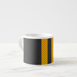 Traffic Yellow Racing Stripes Carbon Fiber Style Espresso Kop