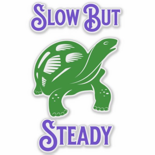 Trage maar stille Funny Turtle Sticker (Voorkant)