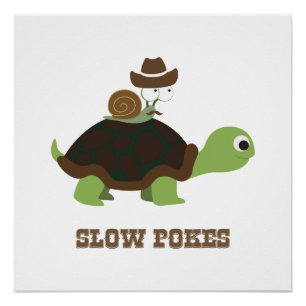 Trage Pokes - cowboyslak en schildpad Perfect Poster