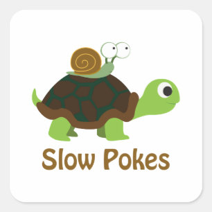 Trage Pokes Cute Turtle and Snail Vierkante Sticker