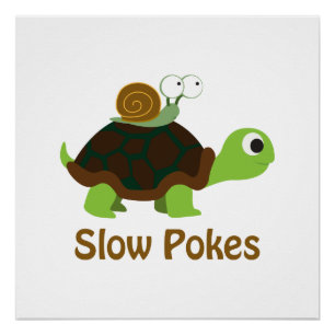 Trage pokken - Cute Turtle and Snail Perfect Poster