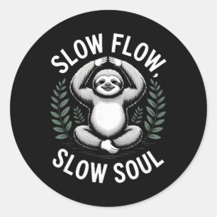 Trage Stroom Trage Ziel Luiaard Yoga Meditatie  Ronde Sticker