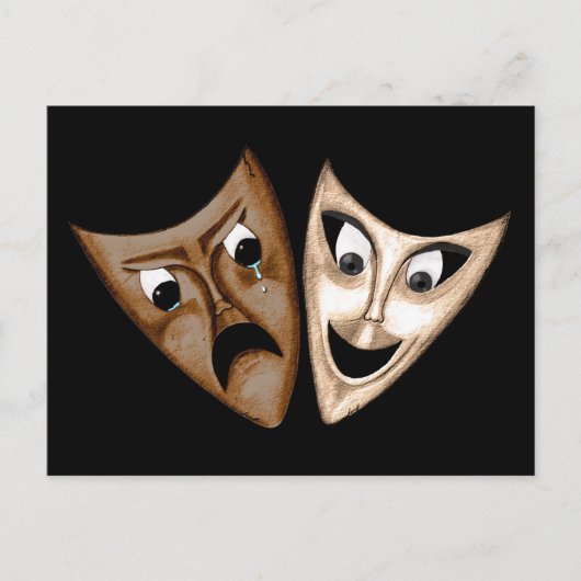 Tragedie en comedy briefkaart (Voorkant)