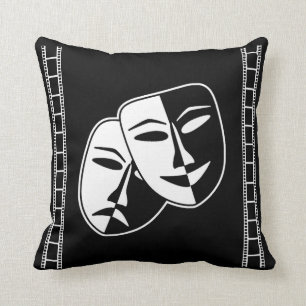 Tragedie-maskers met thuisbioscoopcomedy kussen