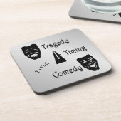 Tragedie + Timing staat gelijk aan Comedy-theater Bier Onderzetter (Linkerzijde)