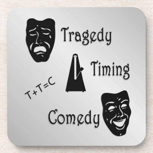 Tragedie + Timing staat gelijk aan Comedy-theater Bier Onderzetter (Voorkant)