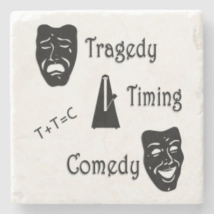 Tragedie + Timing staat gelijk aan Comedy-theater Stenen Onderzetter