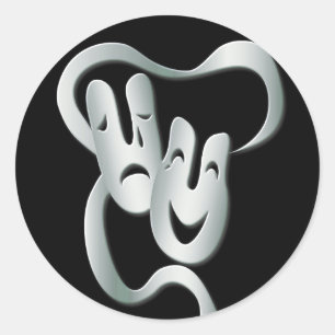 Tragedie tragedie tragisch zwart-witteken van bios ronde sticker