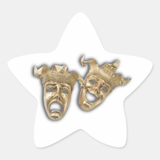 Tragummaskers van theater Golden Comedy Ster Sticker (Voorkant)