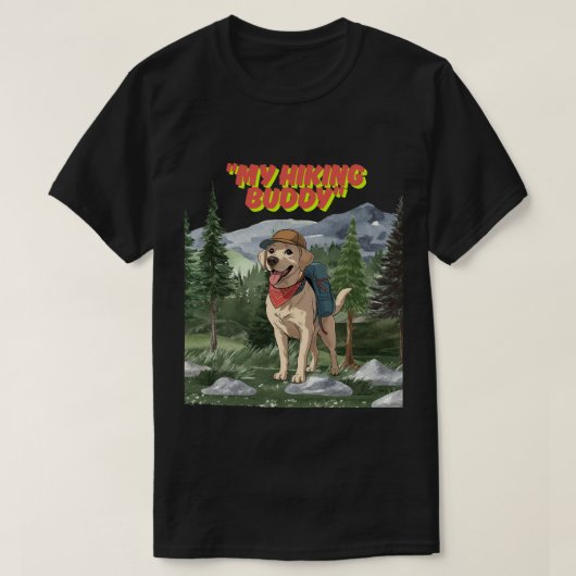 Trail Buddy – Hiking Labrador Adventure T-shirt (Design voorkant)