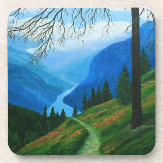 Trail door onderzetter bergen, set van 6 (Voorkant)
