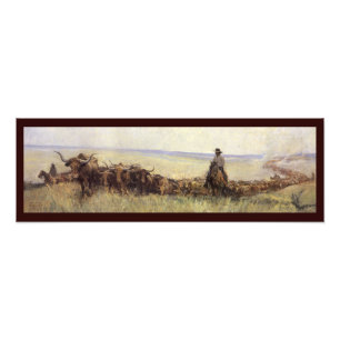 Trail Herd naar Wyoming door WHD Koerner Foto Afdruk