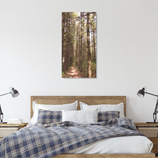 Trail in a Pine Tree Forest Photo Canvas Afdruk (Insitu (Slaapkamer))