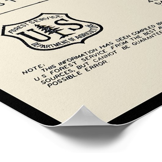 Trail Map 1936 van de Oregon Pacific Crest Poster (Hoek)