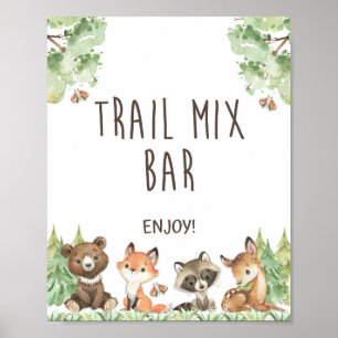 Trail Mix Bar Party Sign Woodland Animals Poster