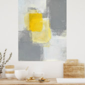 'Trail Mix' Grijze en gele Abstracte kunst Poster (Keuken)