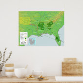 Trail of Tears Native American Relocation Map Poster (Keuken)