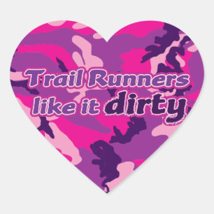 Trail Runners Like It Dirty - Pink Camo Hart Sticker