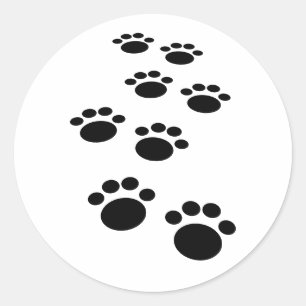 Trail voor cute Cartoon Pet Paw Ronde Sticker