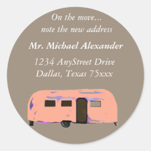 trailer nieuwe adreslabels ronde sticker