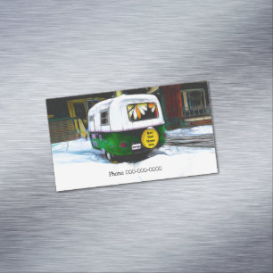 Trailer van Camper Sales and Service Vintage Trave Magnetisch Visitekaartje