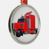 Trailer van Red Semi Tracter Metalen Ornament (Rechts)