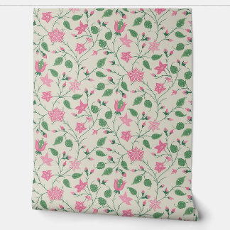 Trailing Floral - Paisley - Bright Pink And Green Behang