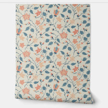 Trailing Floral - Paisley - Peach And Dusty Blue
