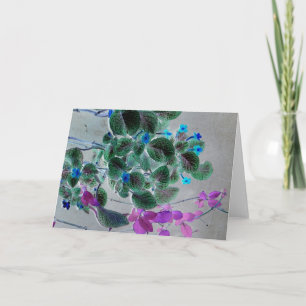 "Trailing Flowers" Digitaal bewerkt blauw en Paars Kaart