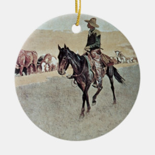 Trailing Texas Longhorns (olie op doek) Keramisch Ornament
