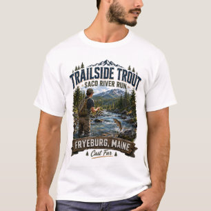 Trailside Trout Saco River Run Fryeburg Maine Tien T-shirt