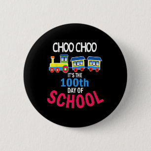 Train 100 dagen kleuterschool leerling leraar ronde button 5,7 cm