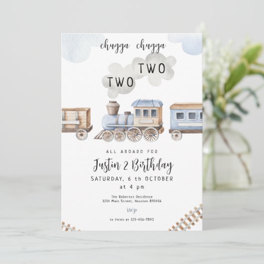 Train 2e anniversaire Chugga Deux Invitation de de (Debout devant)