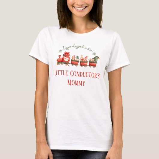 Train 2nd Birthday Party Little Conductors Mommy T-shirt (Voorkant)