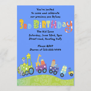 Train 3rd Birthday Happy derde uitnodiging