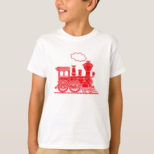 Train à vapeur rouge sur t-shirt léger (Devant)