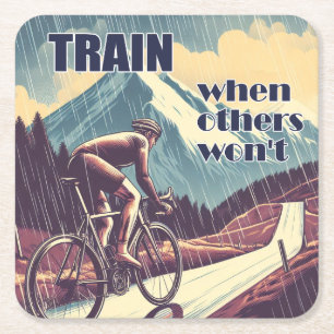Train als anderen niet willen fietsen vierkante kartonnen onderzetter