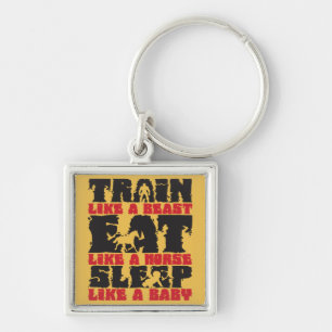 Train als een beest - Gym en Fitness Motivatie Sleutelhanger