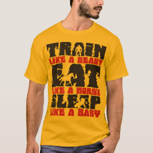 Train als een beest - Gym en Fitness Motivatie T-shirt