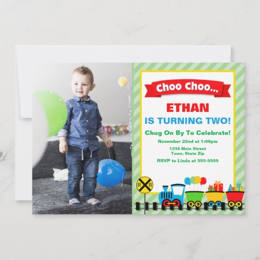 Train Anniversaire Fête Invitation Choo Choo (Devant)