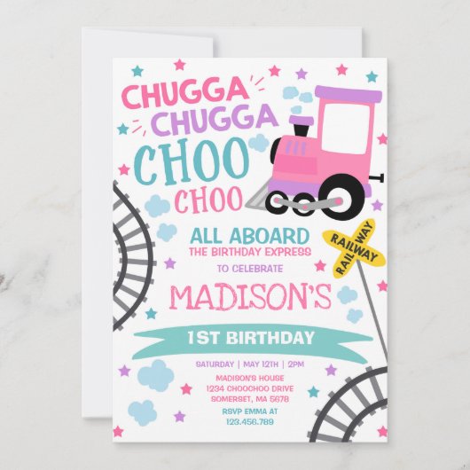 Train Anniversaire Invitation Chugga Chugga Choo C (Devant)