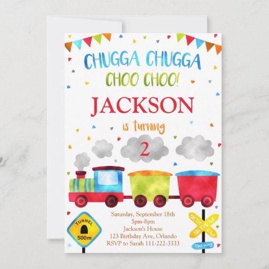 Train Anniversaire Invitation Chugga Chugga Choo C (Devant)