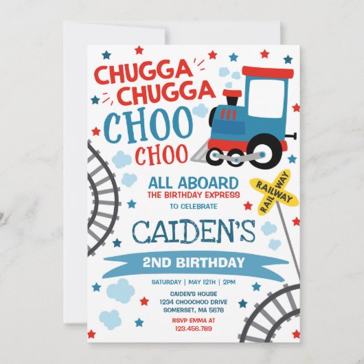 Train Anniversaire Invitation Chugga Chugga Choo C (Devant)