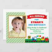 Train Anniversaire Invitation Tous à bord (Devant / Derrière)
