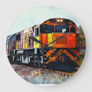 TRAIN ART WALL CLOCK GROTE KLOK