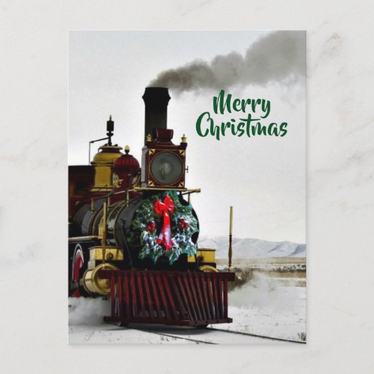Train avec Joyeuse Carte postale de Noël (Devant)