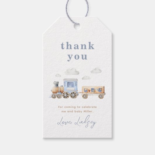 Train Baby shower dank u Label Cadeaulabel (Voorkant)