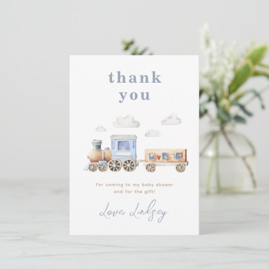 Train Baby shower - Hartelijk dank Bedankkaart (Staand voorkant)