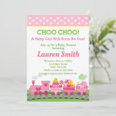 Train Baby shower Invitation Baby Girl Train (Debout devant)