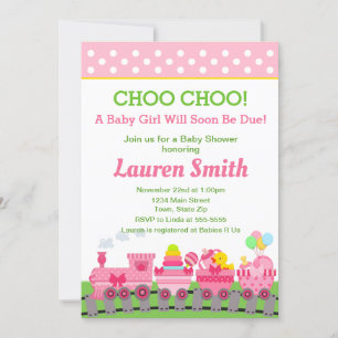 Train Baby shower Invitation Baby Girl Train